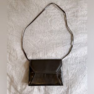 Vintage Dark brown leather cross body bag